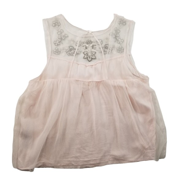 Hollister Babydoll Layered Tank Top Womens M Pink Embroidered Sleeveless Top - Picture 12 of 16
